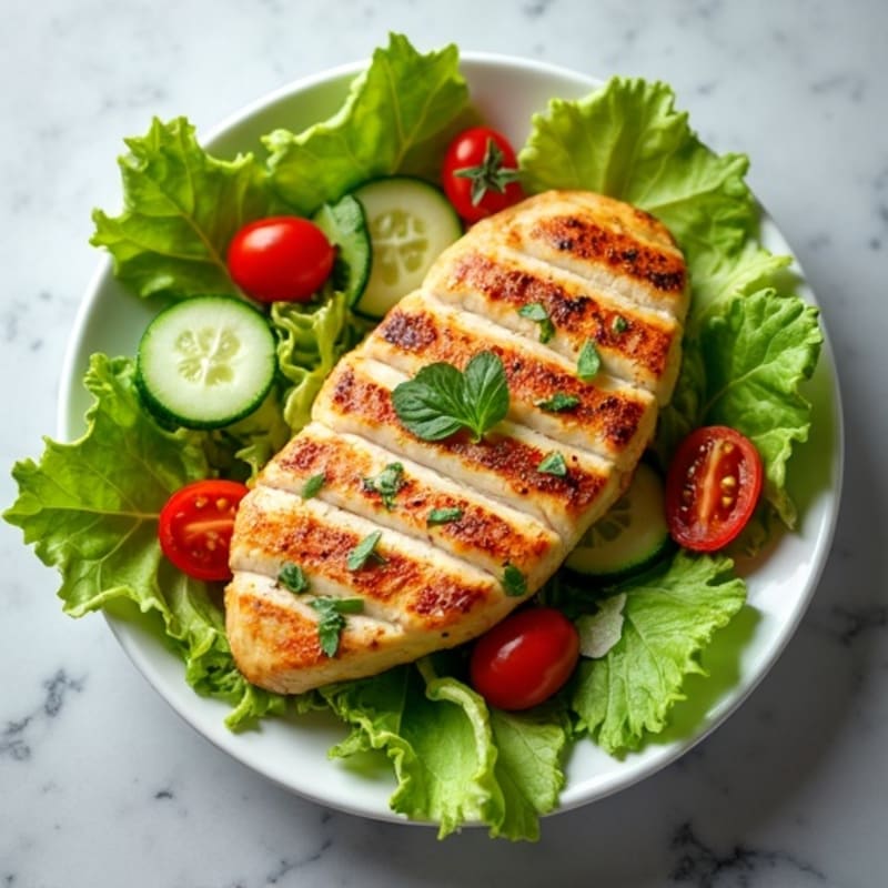 Grilled Chicken and Fresh Greens Salad with Lemon-Herb Vinaigrette