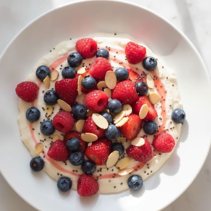 Silky Greek Yogurt Protein Pudding with Mixed Berries