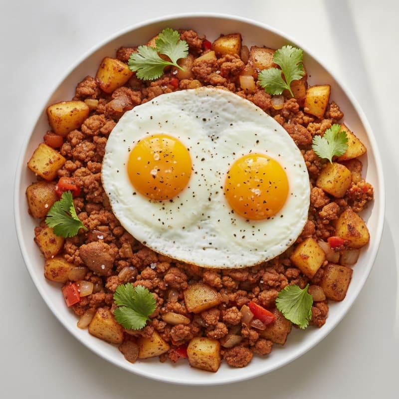 Spicy Chorizo and Potato Hash with Fried Egg