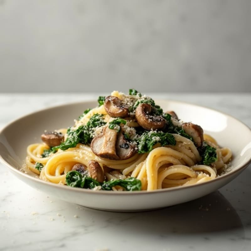 Creamy Truffle Mushroom Pasta with Sautéed Greens