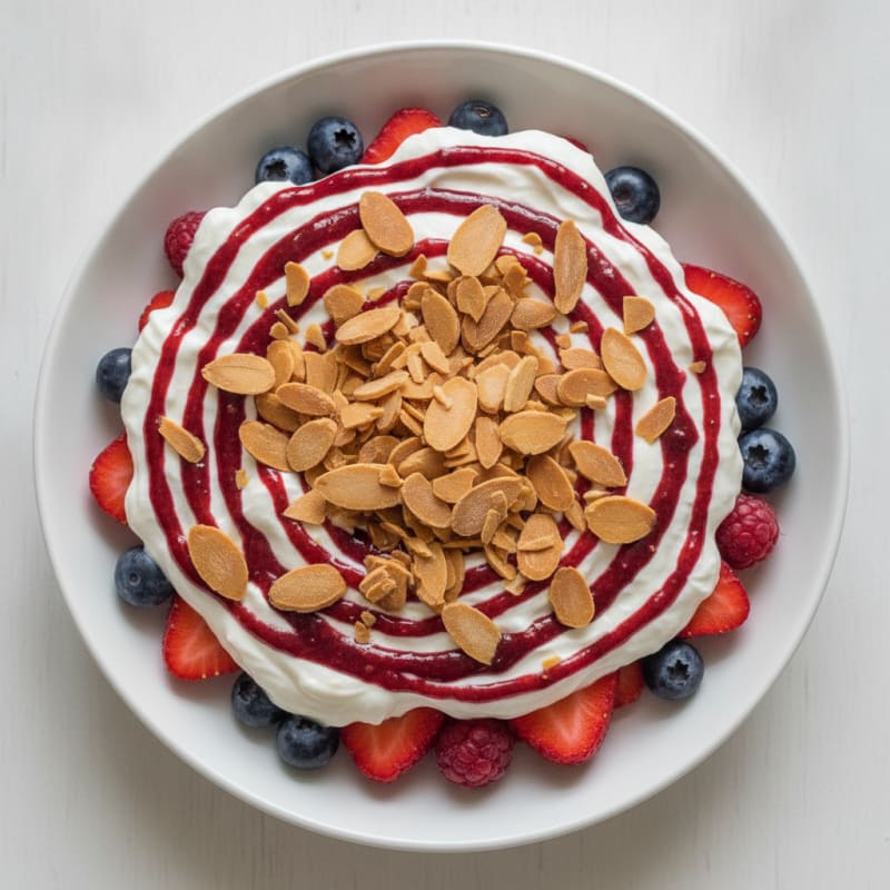 Greek Yogurt Protein Parfait with Mixed Berries and Almonds