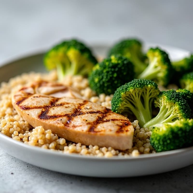 Grilled Turkey Breast with Quinoa and Roasted Broccoli