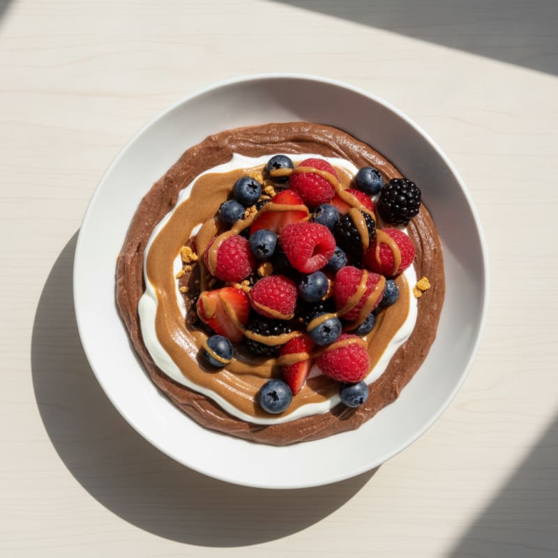 Silky Chocolate Protein Pudding with Mixed Berries