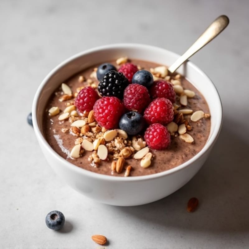 Velvety Chocolate Overnight Oats with Berries and Nuts
