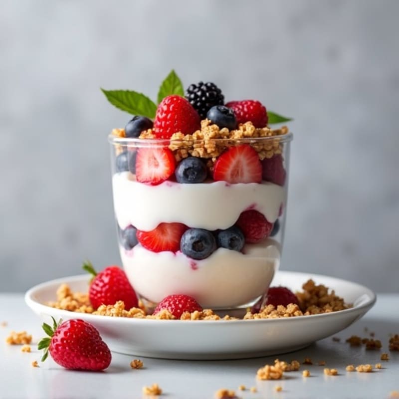 Greek Yogurt Protein Parfait with Mixed Berries