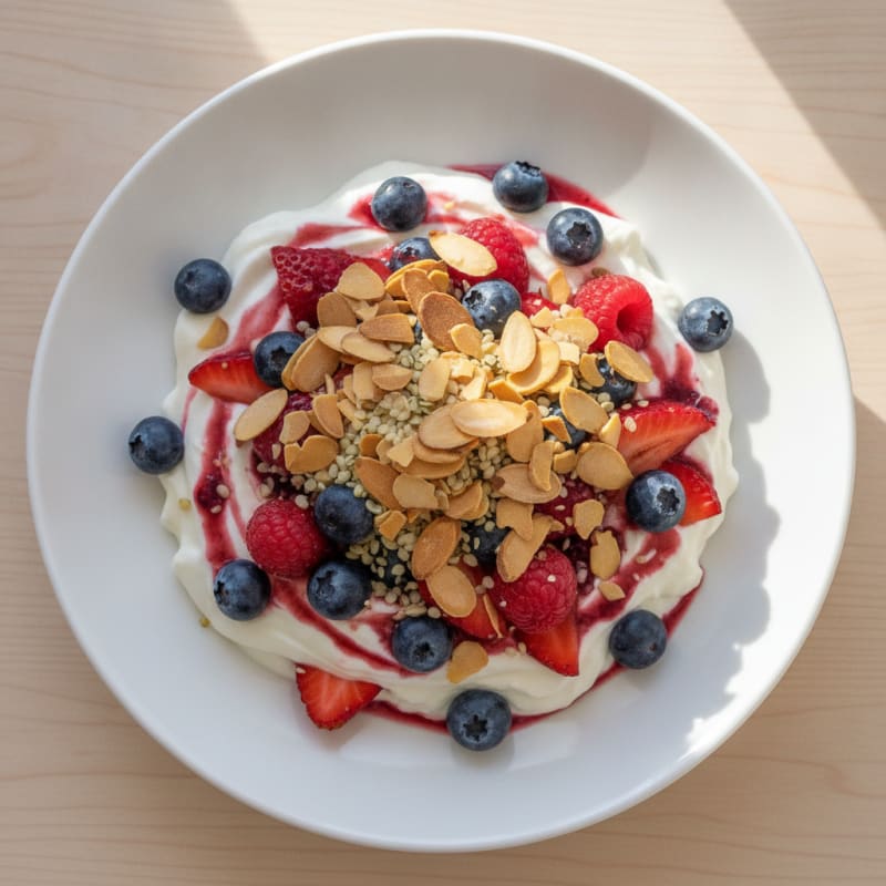 Greek Yogurt Protein Parfait with Mixed Berries