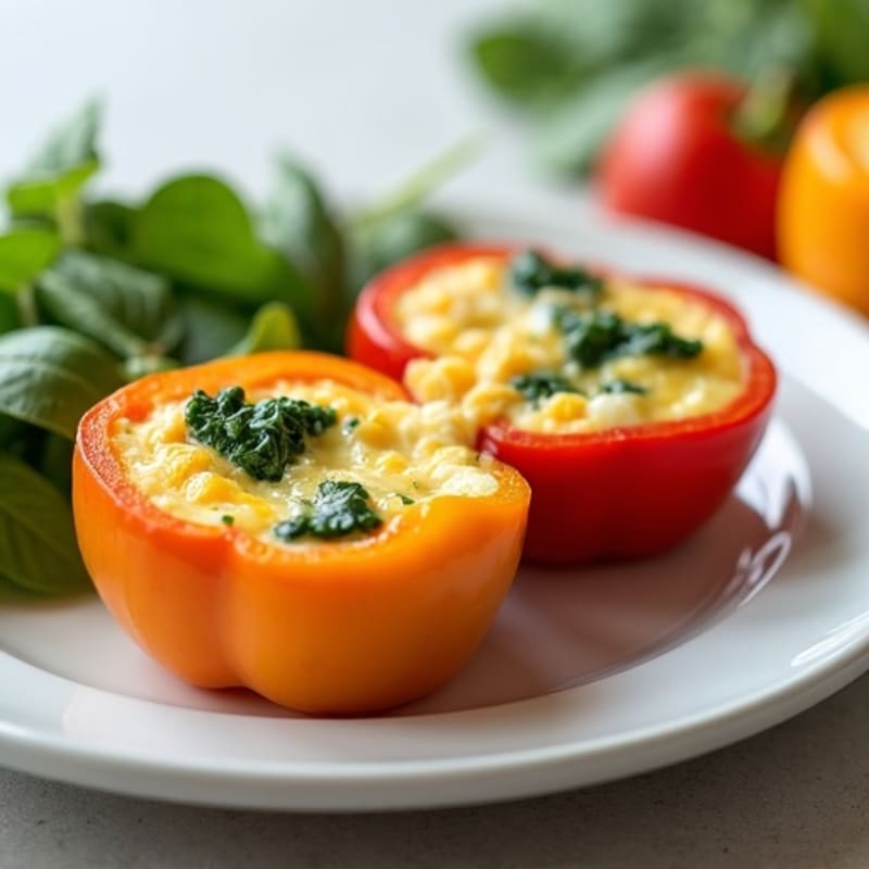 Fluffy Bell Pepper Egg Cups with Spinach