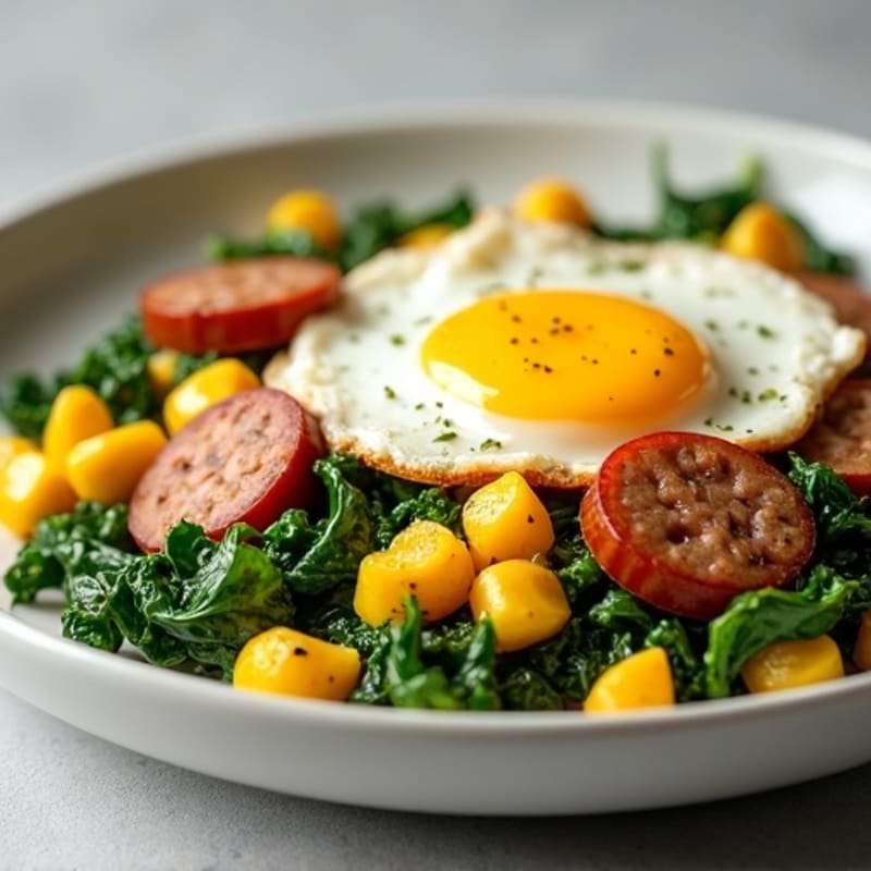 Egg White and Spinach Scramble with Turkey Sausage