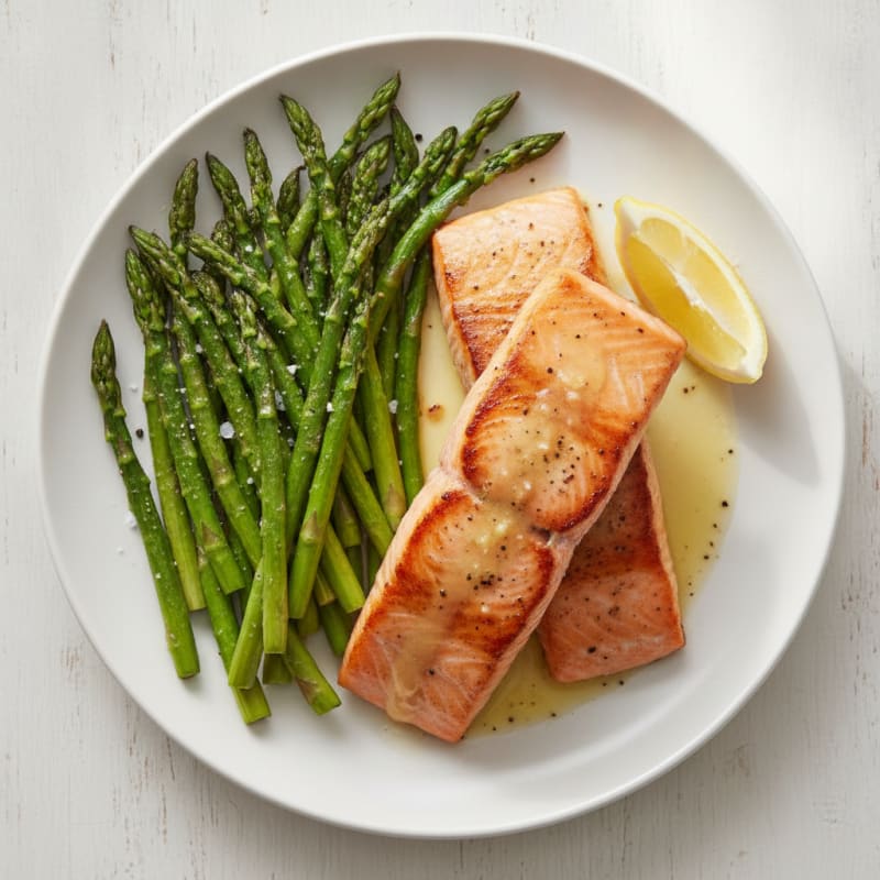 Pan-Seared Salmon with Roasted Asparagus