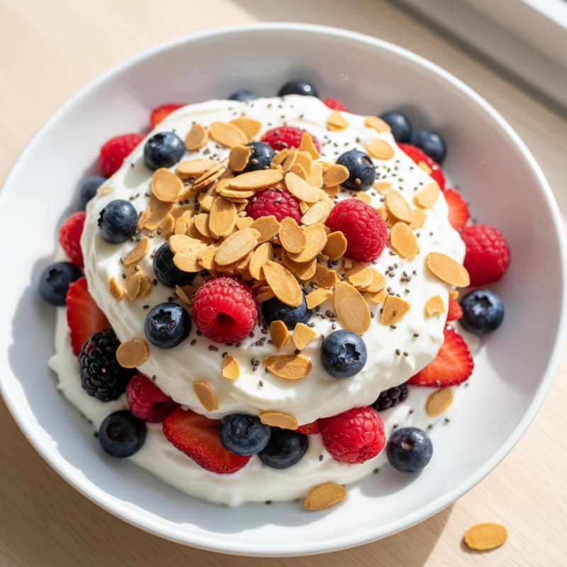Silky Greek Yogurt Protein Parfait with Mixed Berries