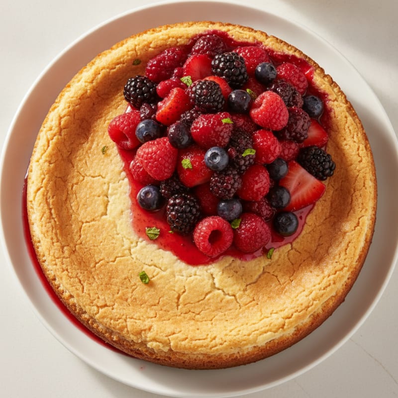 Greek Yogurt Protein Cheesecake with Mixed Berries
