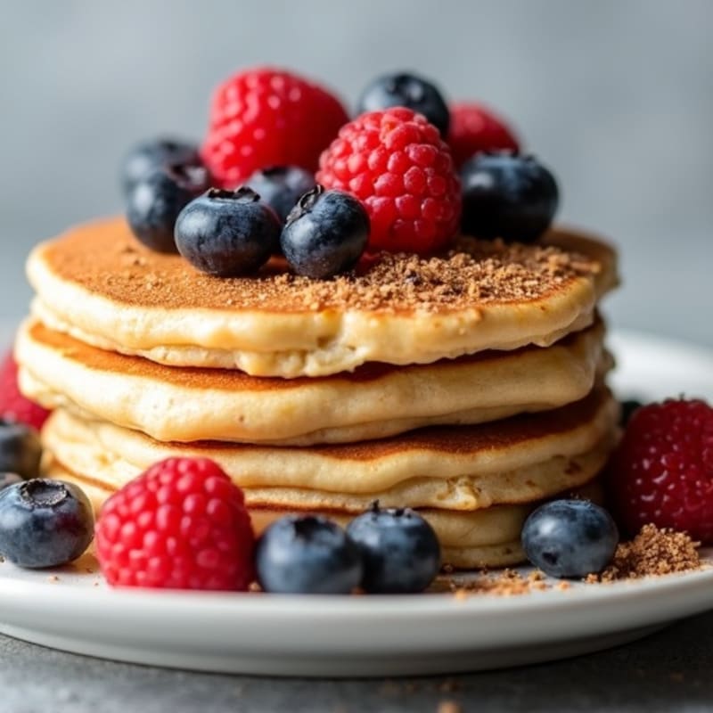 Fluffy Protein Pancakes with Fresh Berries