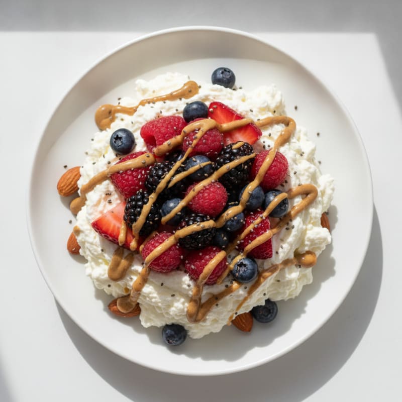 Greek Yogurt Protein Mousse with Mixed Berries
