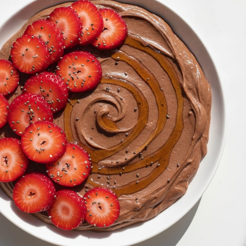 Silky Chocolate Protein Pudding with Fresh Strawberries