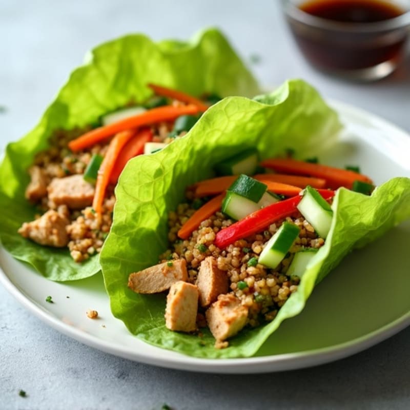 Ginger-Garlic Chicken Lettuce Wraps with Crunchy Veggies