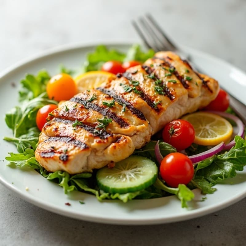Grilled Chicken and Fresh Vegetable Salad with Lemon-Herb Vinaigrette