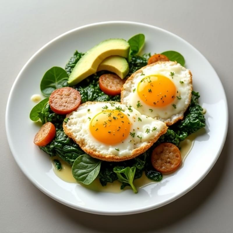 Egg White and Turkey Sausage Scramble with Spinach