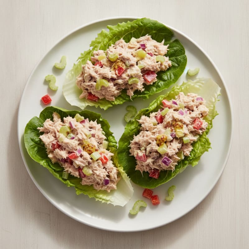 Tuna Salad Lettuce Wraps with Crisp Vegetables