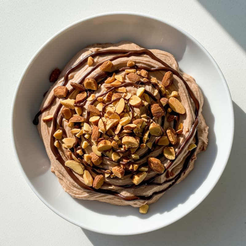 Chocolate Protein Greek Yogurt with Chopped Almonds