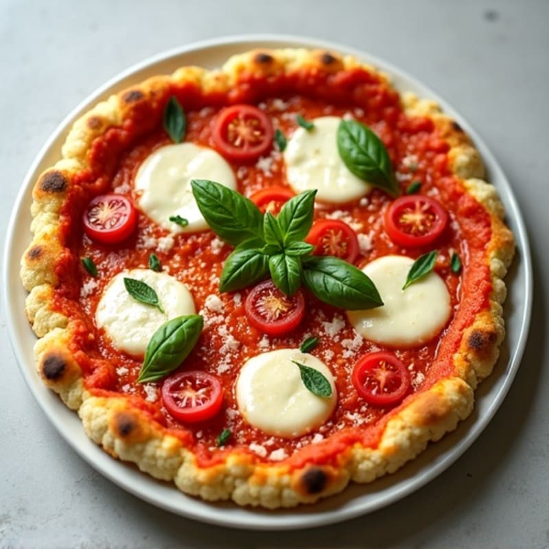 Cauliflower Crust Margherita Pizza with Fresh Basil