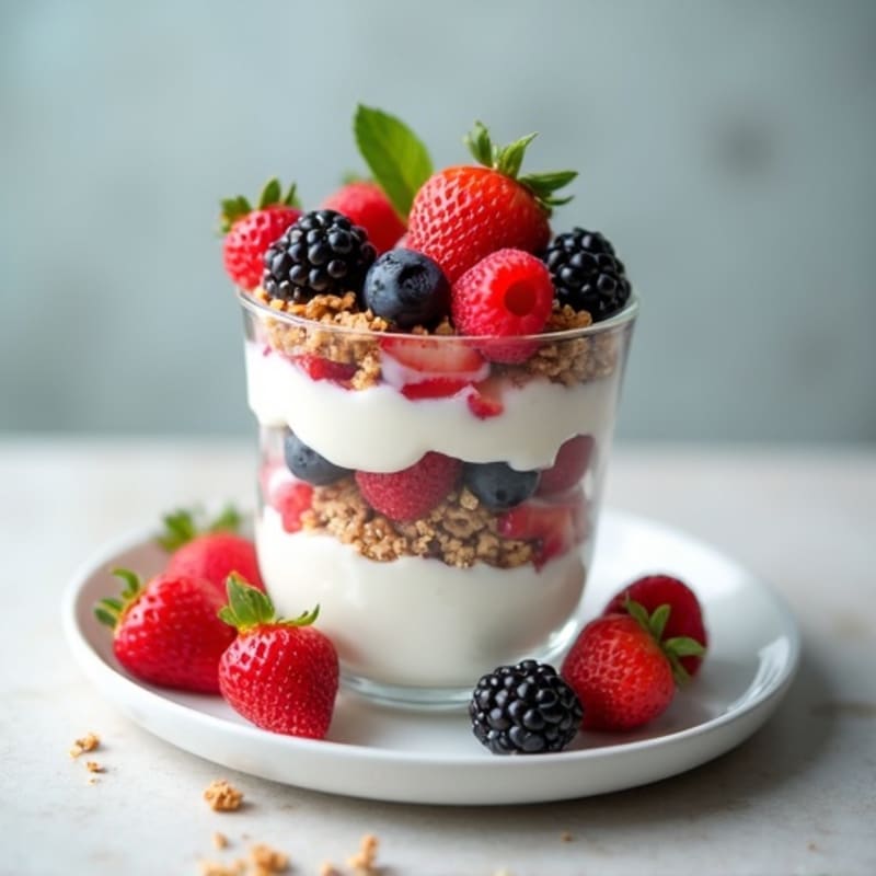 Vanilla Greek Yogurt Protein Parfait with Mixed Berries