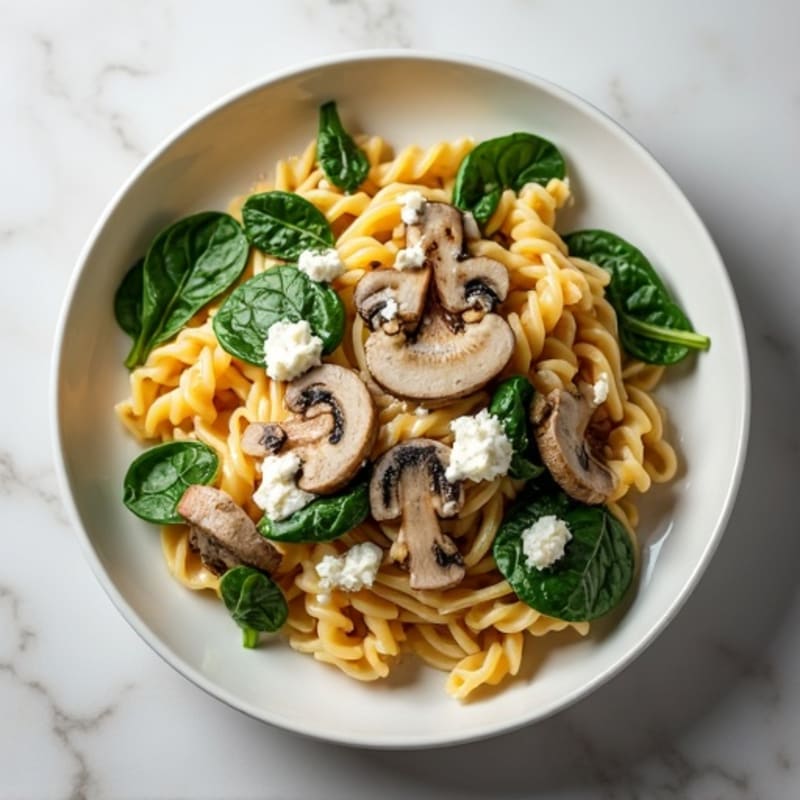 Creamy Truffle Mushroom Pasta with Fresh Spinach