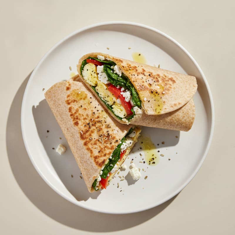 Mediterranean Feta and Veggie Breakfast Wrap