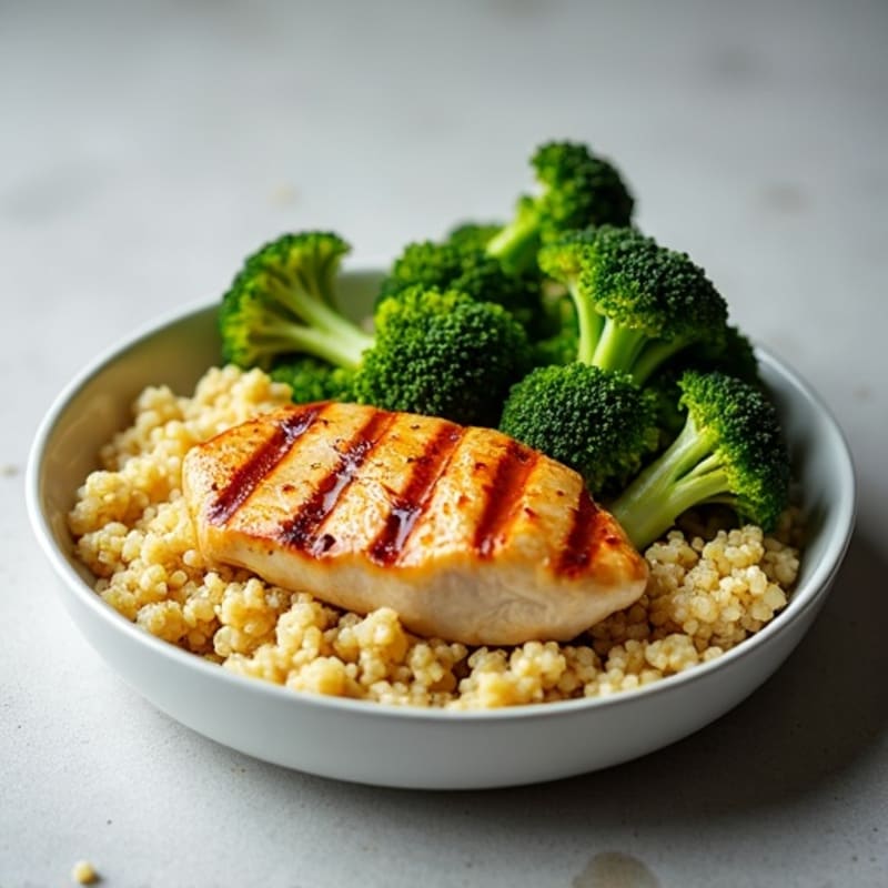 Grilled Chicken Breast with Quinoa and Steamed Broccoli