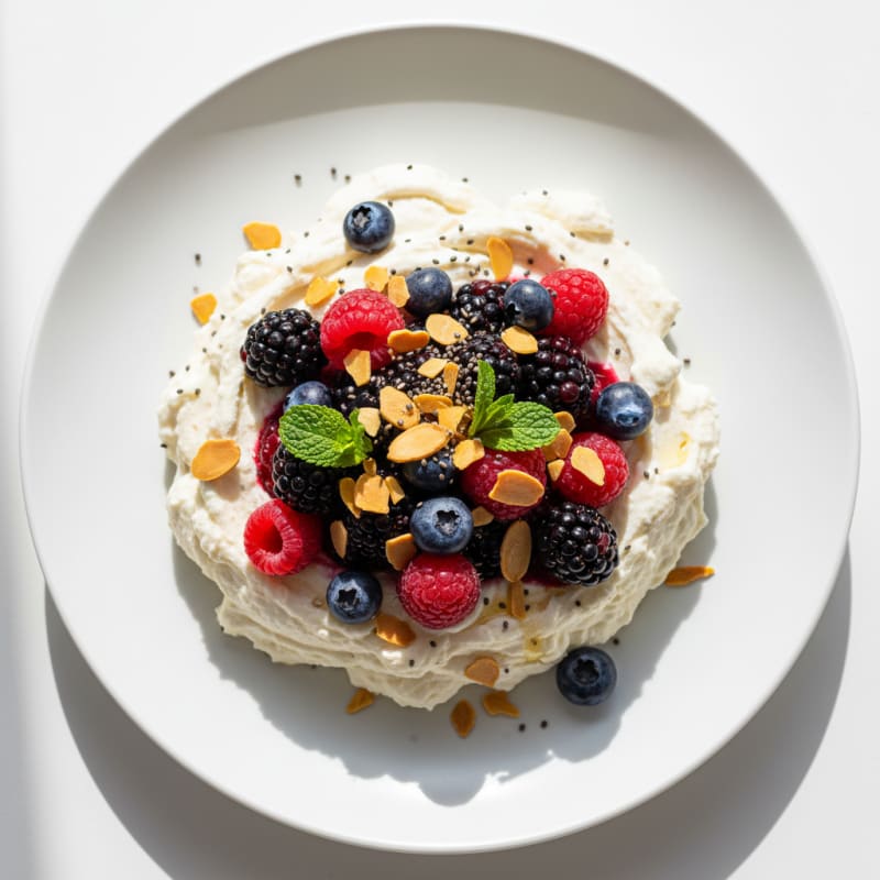 Silky Greek Yogurt Protein Mousse with Mixed Berries