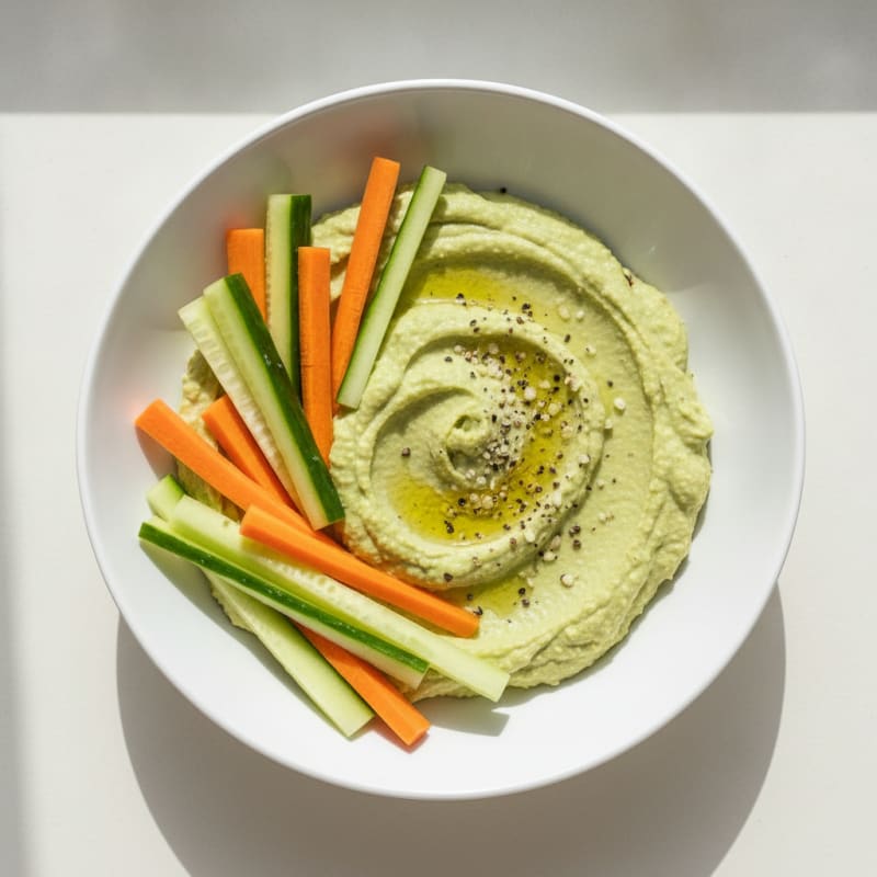 Edamame Hummus with Vegetable Sticks
