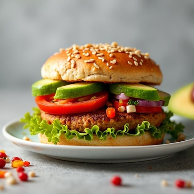 Spiced Turkey Burger with Fresh Avocado and Crunchy Veggies