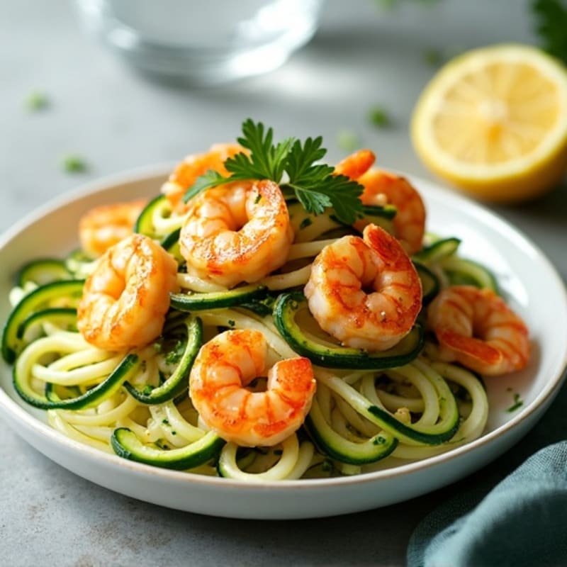Healthy Pan-Seared Shrimp with Garlic Butter and Zucchini Noodles