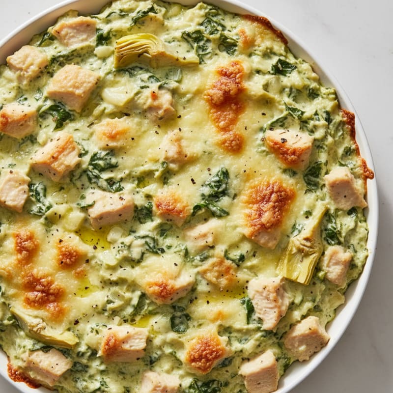 Creamy Spinach Artichoke Dip Bake