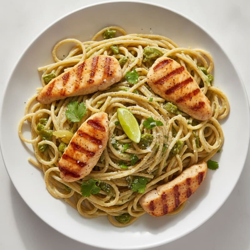 Spaghetti with Roasted Poblano Cream Sauce