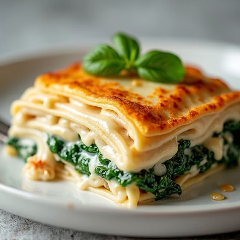 Creamy Chicken and Spinach White Lasagna
