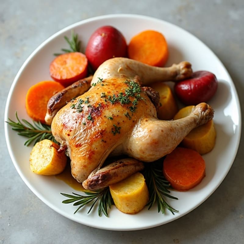 Herb-Roasted Cornish Hen with Roasted Root Vegetables
