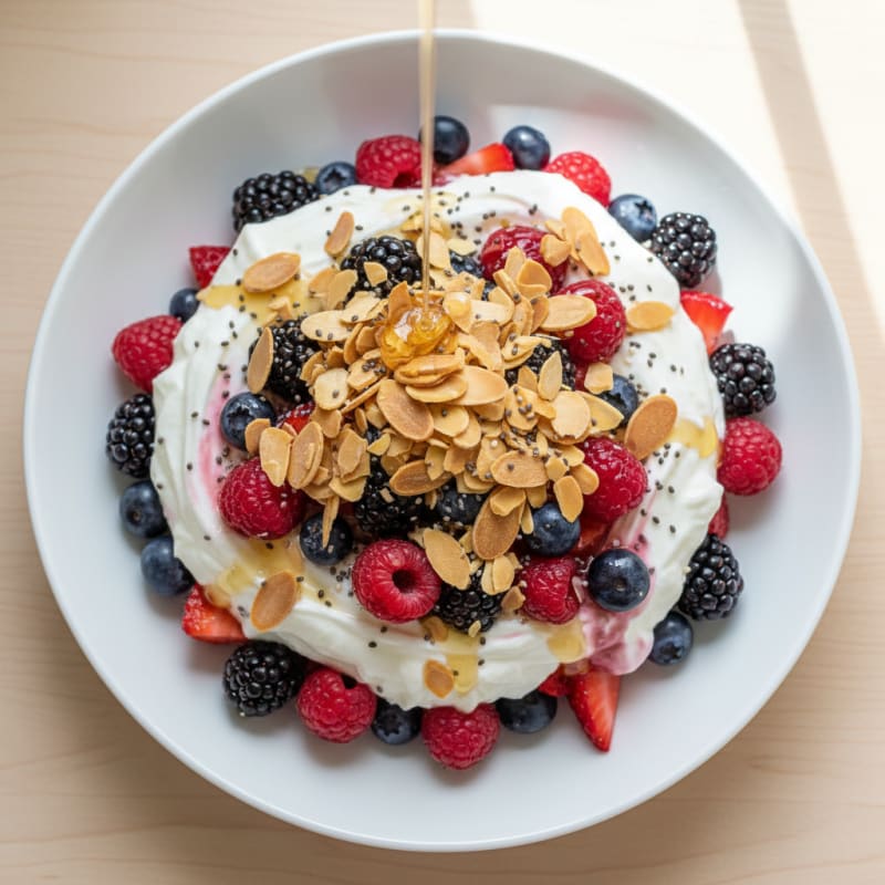 Greek Yogurt Protein Parfait with Mixed Berries