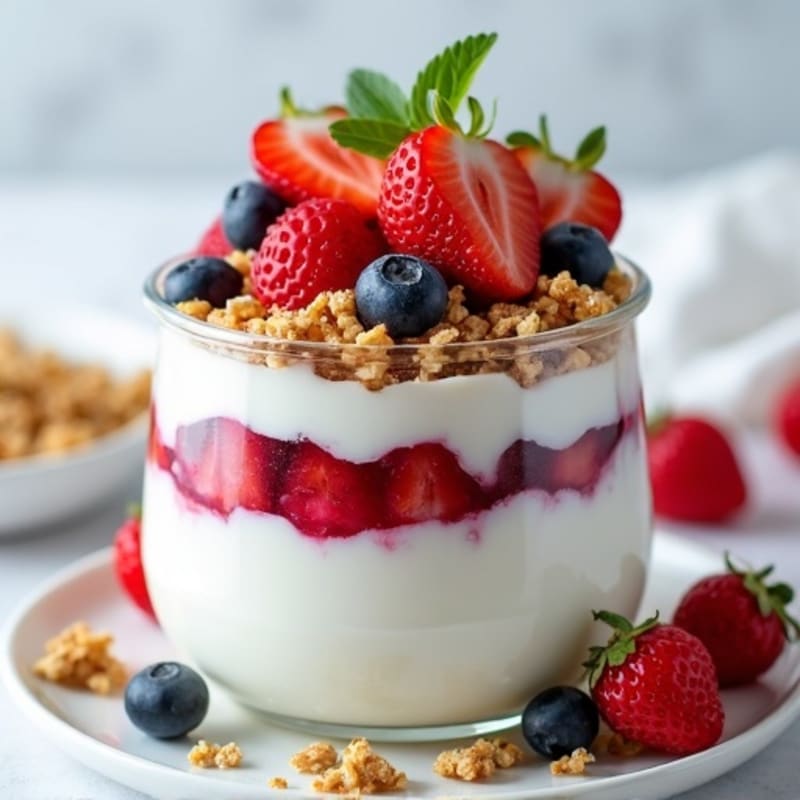 Greek Yogurt Parfait with Granola and Mixed Berries