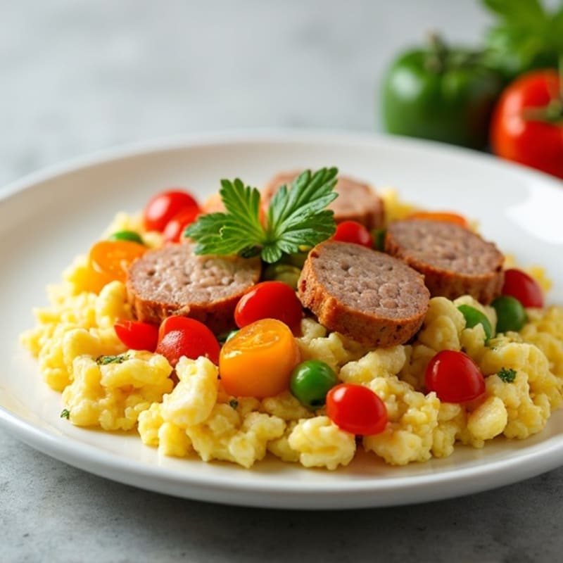 Egg White Vegetable Scramble with Turkey Sausage