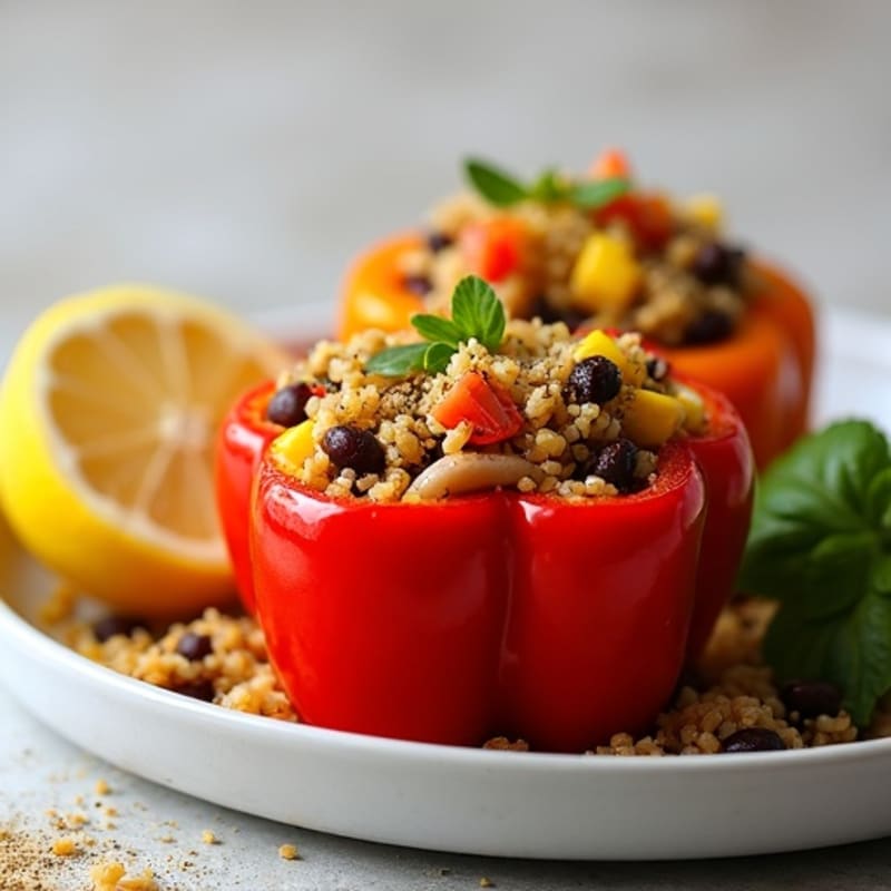 Roasted Zesty Quinoa Stuffed Bell Peppers