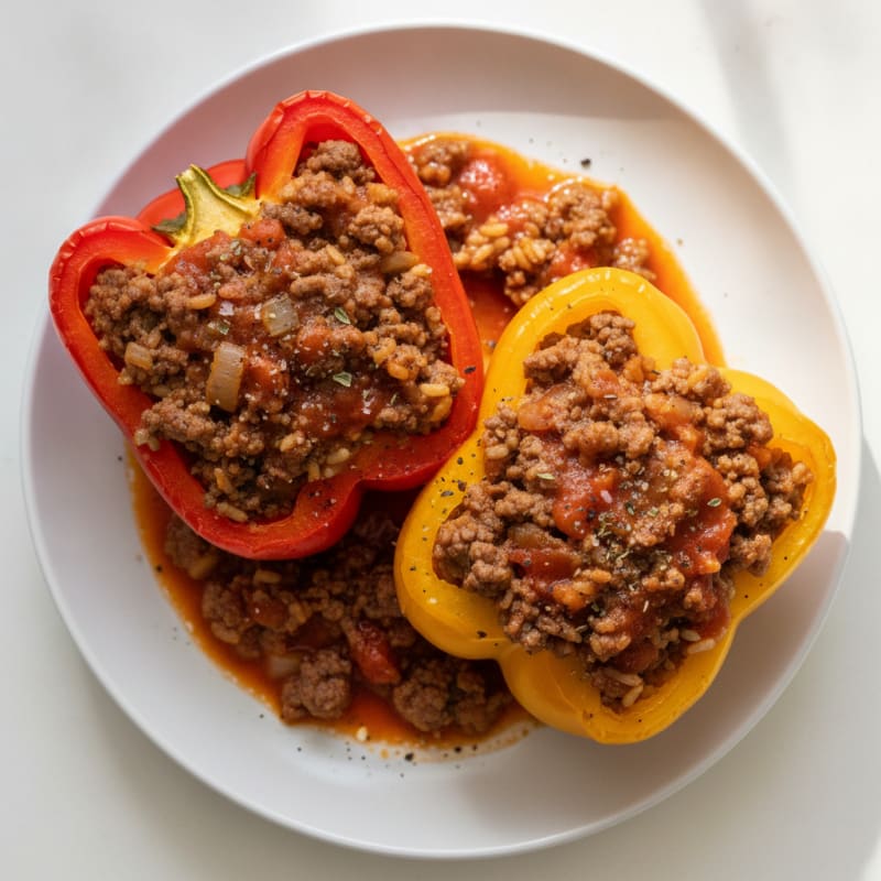 Ground Beef and Rice Stuffed Peppers