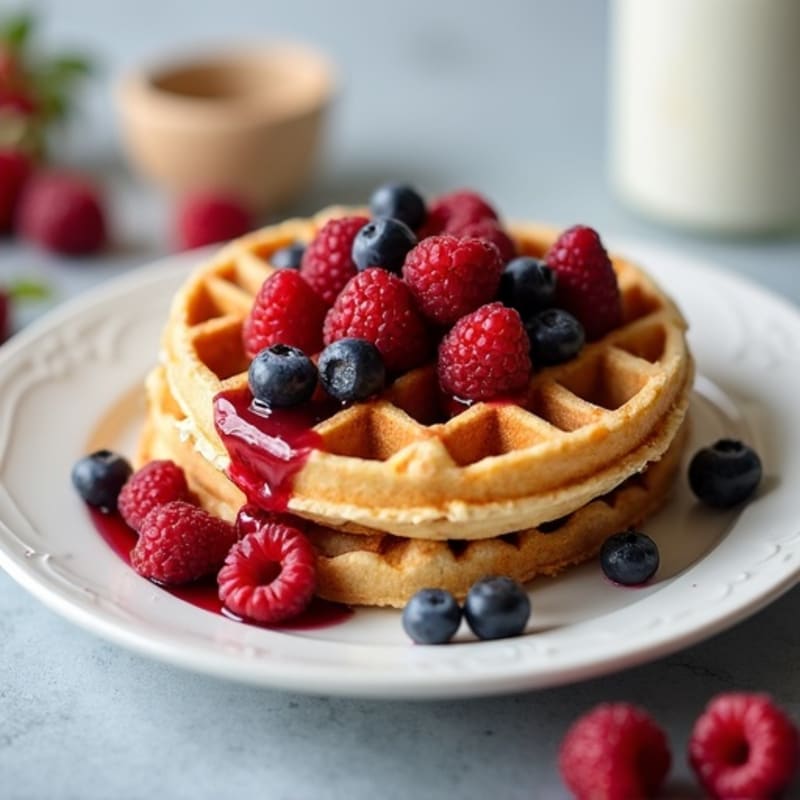 Protein-Packed Almond Flour Waffles with Berry Compote