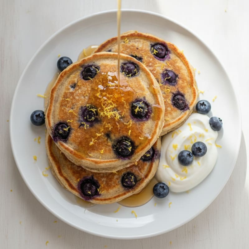 Blueberry Ricotta Pancakes with Lemon Zest