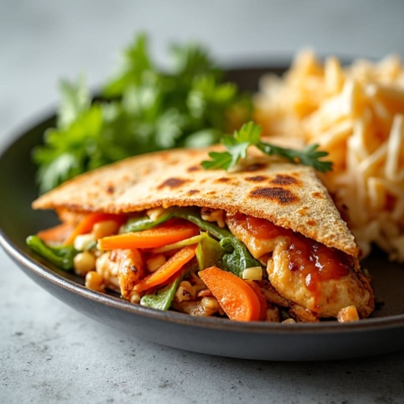 Crispy Whole Wheat BBQ Chicken Quesadilla with Fresh Slaw