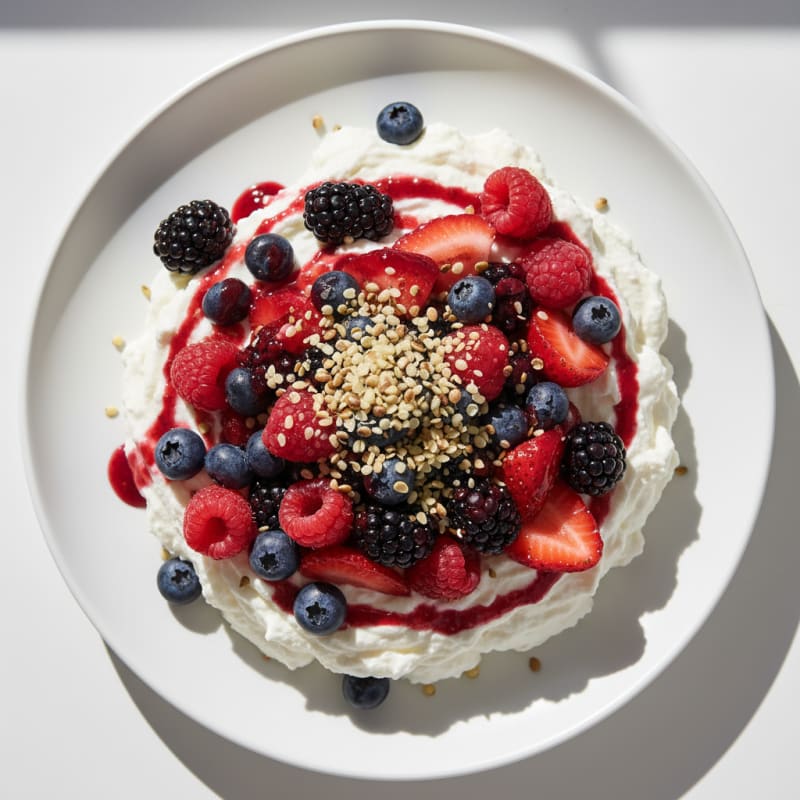 Silky Greek Yogurt Protein Mousse with Mixed Berries