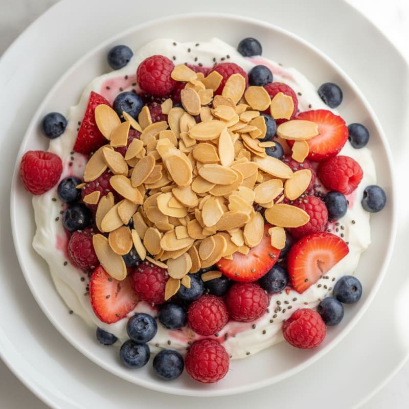 Greek Yogurt Protein Parfait with Berries and Almonds