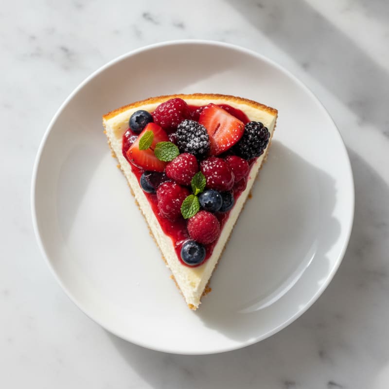 Greek Yogurt Protein Cheesecake with Mixed Berries