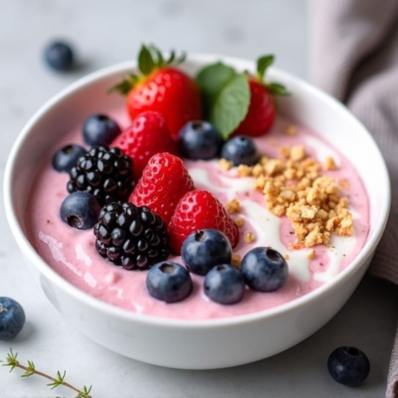 Silky Protein Yogurt Bowl with Mixed Berries