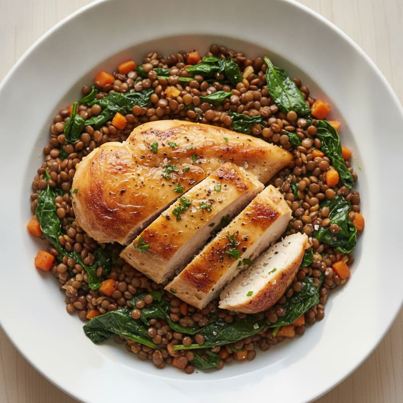Lemon Herb Roasted Chicken and Lentils