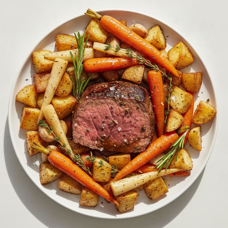 Herb-Roasted London Broil with Root Vegetables